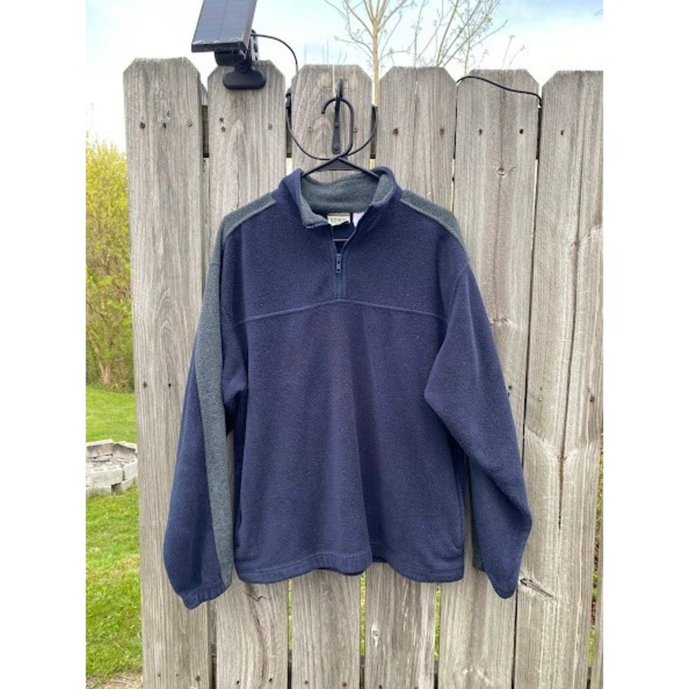 Ozark Trail Mens Quarter Zip Fleece Pullover‎ Navy Blue Grey Colorblock Size M